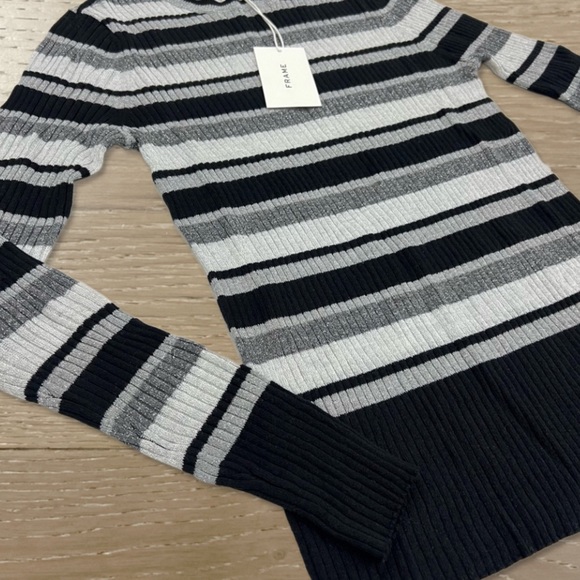 NWT Frame Denim Panel Stripe Crew Long Sleeve Top - Picture 6 of 11